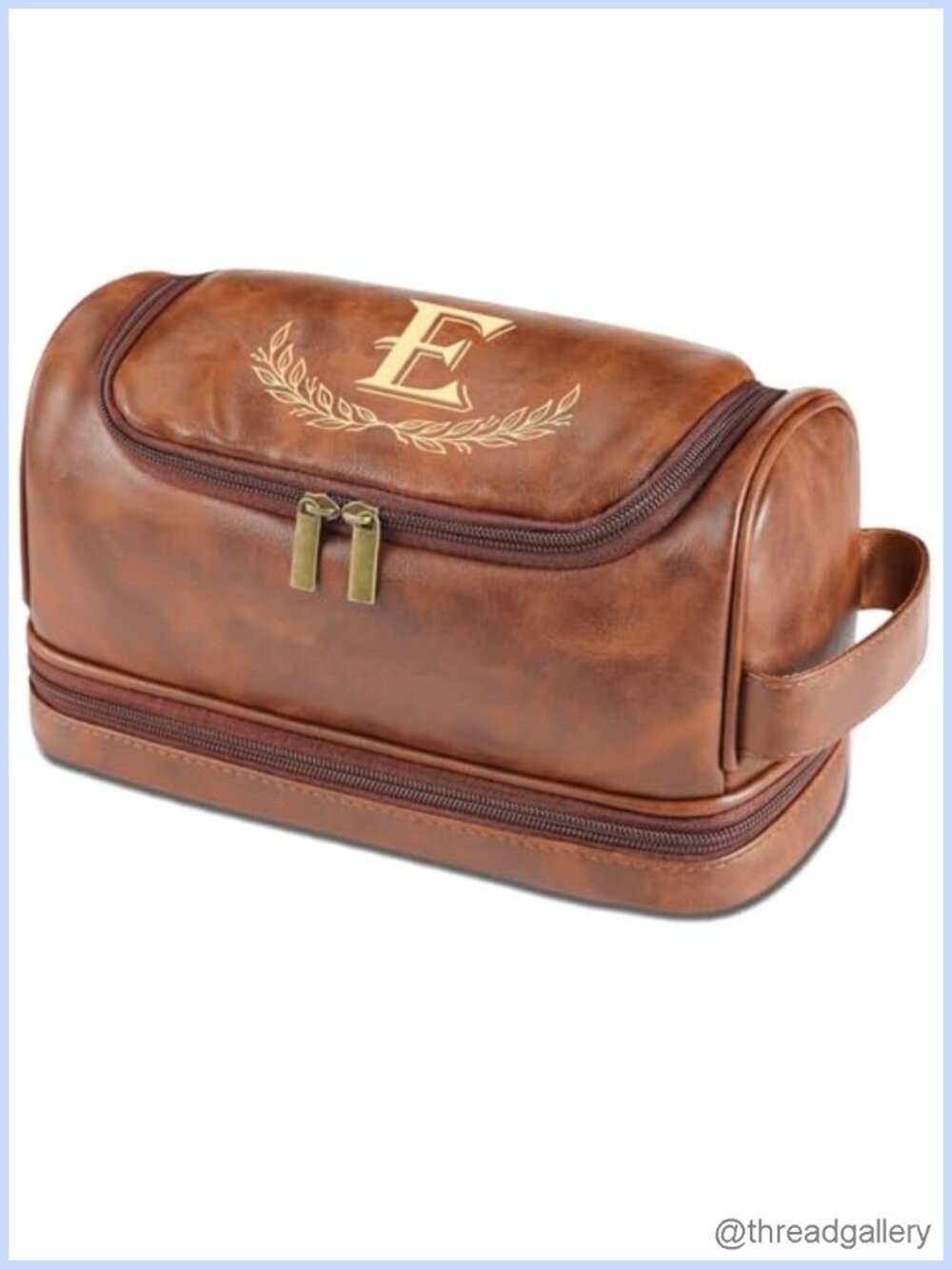 Personalized Monogram Faux Leather Men's Toiletry Travel Bag Hanging Dopp Kit
